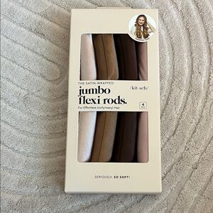 Kitsch Satin-Wrapped Jumbo Flexi Rods - Brown and Cream